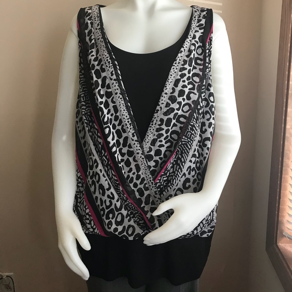 Cato Tops - Cato 22/24W Sleeveless Layered Top